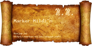 Marker Milán névjegykártya